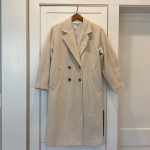 TWENTY5A Coat NWT Cream textured mid weight knee length 46 inches long